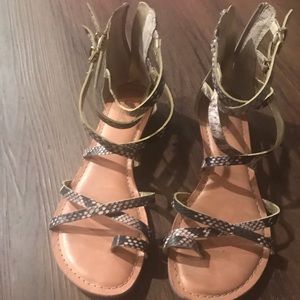 Gladiator snake skin sandals - Size 6